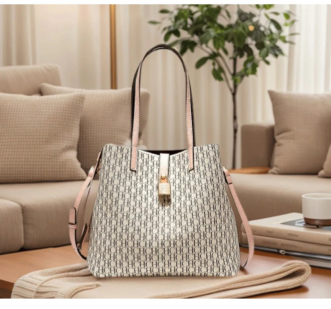 Large capacity CH Women’s Premium Crossbody Tote Bag by Everyday Auraa, made of stylish letter print PU leather with daily commuter design.
