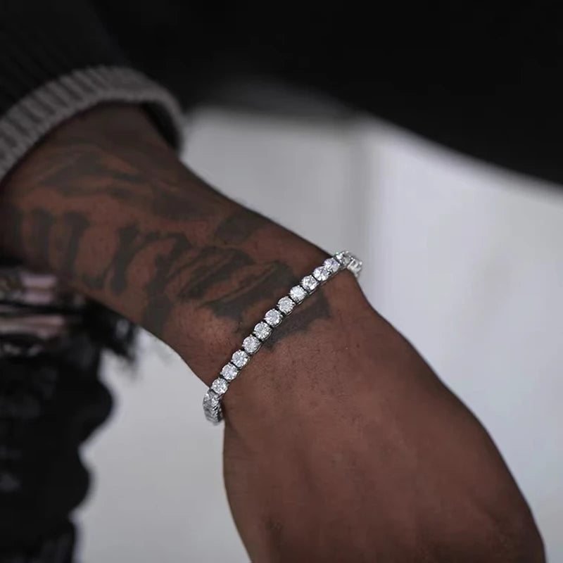 Iced-Out Tennis Bracelet for Men – Cubic Zirconia Hip-Hop Chain Jewelry - Everyday Auraa
