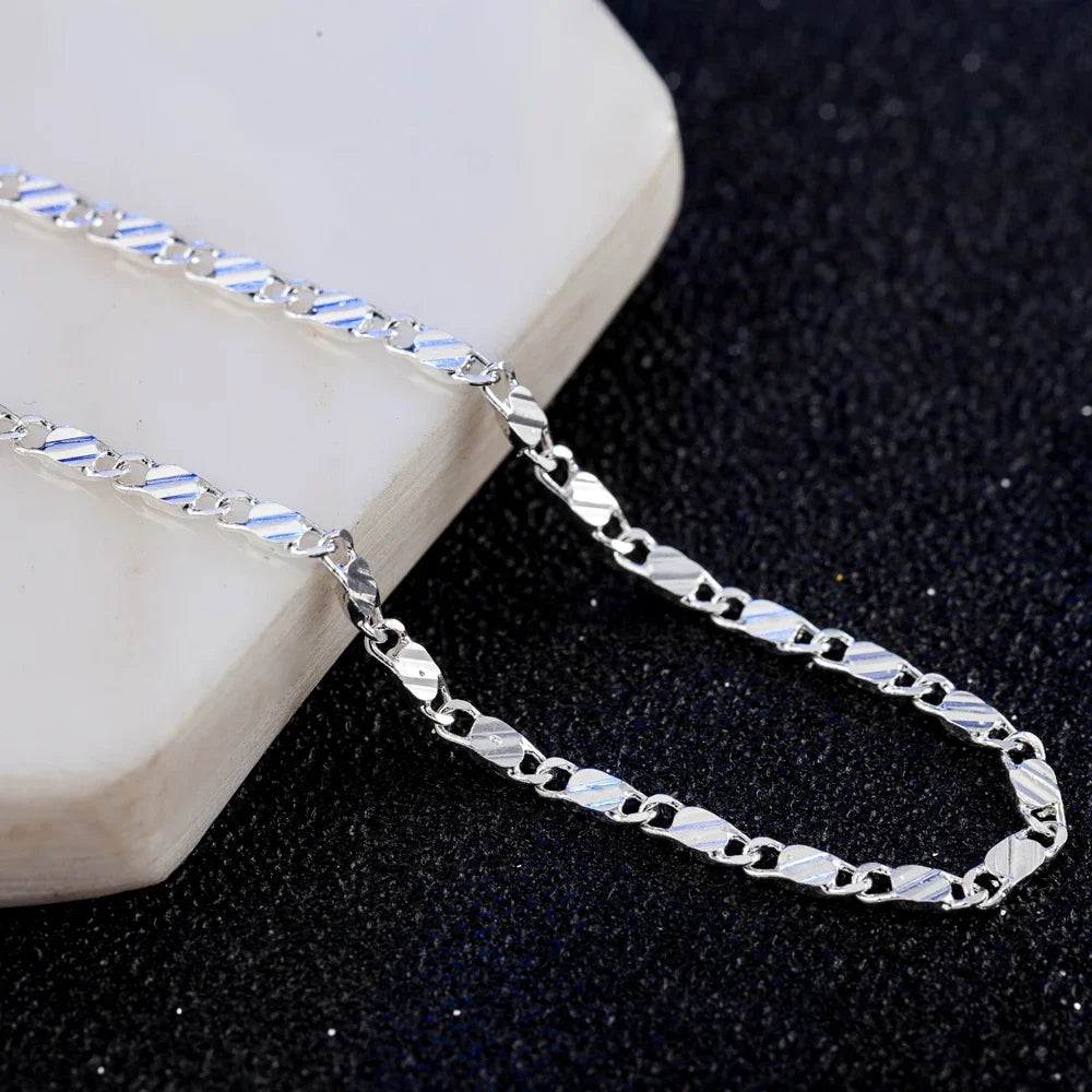 Sterling silver 2mm flat Figaro chain necklace by Everyday Auraa, rose gold finish, 16-30 inch, suitable for men and women.