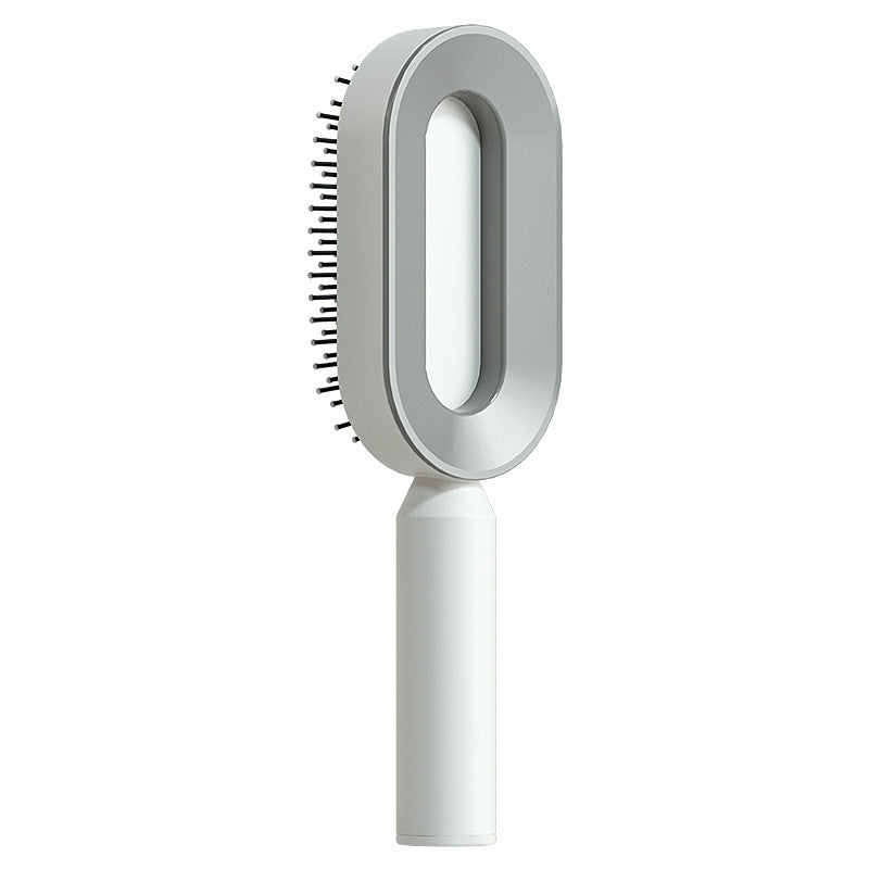 Everyday Auraa self-cleaning hair brush with air cushion scalp massage, anti-static detangler, and one-key hair removal for women.