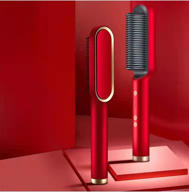 Everyday Auraa 2-in-1 hair straightener and hot comb with negative ion technology, electric hair brush for straightening and curling.