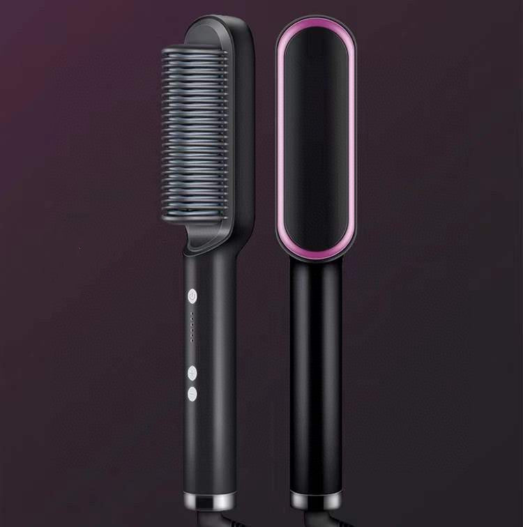 Everyday Auraa 2-in-1 hair straightener and hot comb with negative ion technology, electric hair brush for straightening and curling.