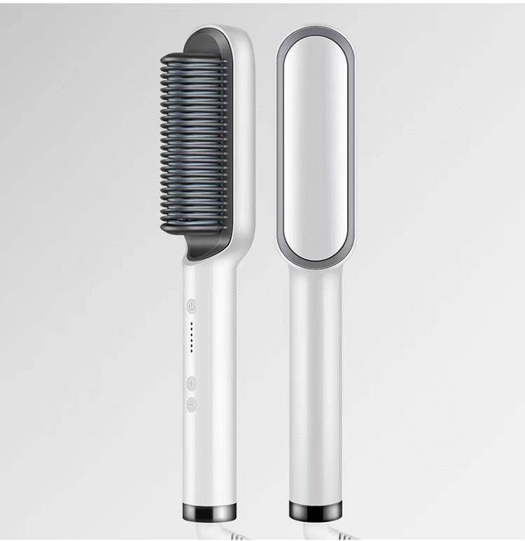 Everyday Auraa 2-in-1 hair straightener hot comb with negative ions, electric hair brush for straightening and curling.