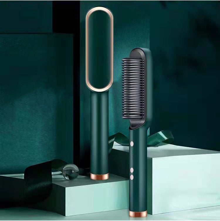 Everyday Auraa 2-in-1 hair straightener hot comb with negative ion technology, electric hair brush for straightening and curling.