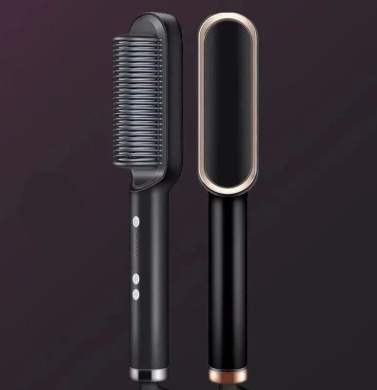 Everyday Auraa 2-in-1 hair straightener hot comb with negative ion technology, electric hair brush for straightening and curling.