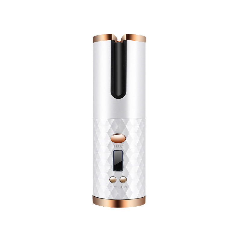 Rechargeable cordless hair curler by Everyday Auraa with LCD display, portable automatic curling iron for women.