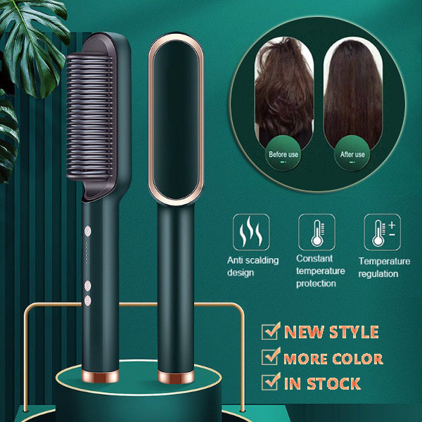 Everyday Auraa 2-in-1 hair straightener hot comb electric brush with negative ions for straightening and curling hair.