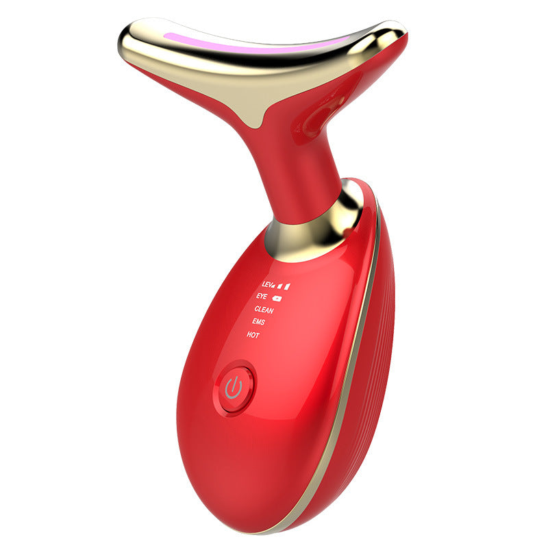 Image of Everyday Auraa EMS Thermal Neck Lifting Massager earrings with LED light therapy and microcurrent wrinkle removal features.