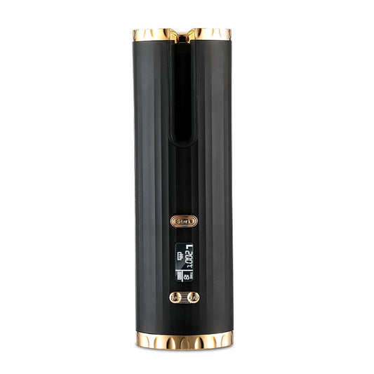 Rechargeable cordless hair curler by Everyday Auraa with LCD display, portable styling tool for women with automatic curling feature.