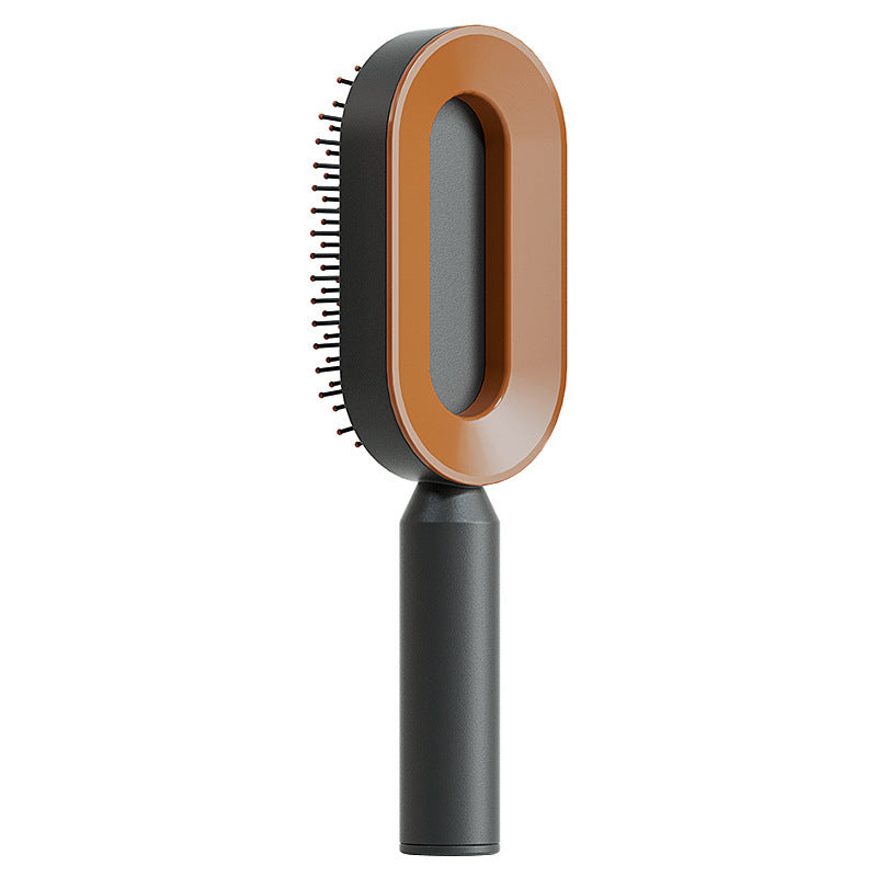 Self-cleaning hair brush by Everyday Auraa with air cushion, anti-static detangler, scalp massage comb, and one-key hair removal.
