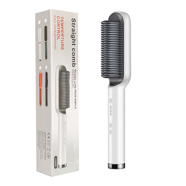 Everyday Auraa 2-in-1 hair straightener hot comb and electric hair brush for straightening and curling with negative ion technology.