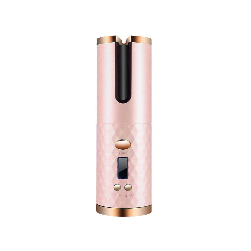 Rechargeable cordless hair curler by Everyday Auraa, with LCD display, compact design, and automatic curling for women.