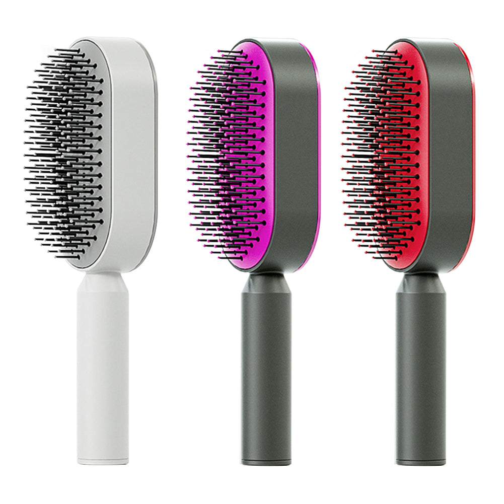Everyday Auraa self-cleaning hair brush with air cushion scalp massage, anti-static detangling comb for women, one-key hair removal