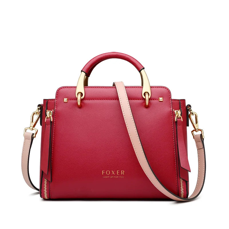 Foxer split leather women's tote bag by Everyday Auraa with elegant design, large capacity, shoulder and crossbody style.