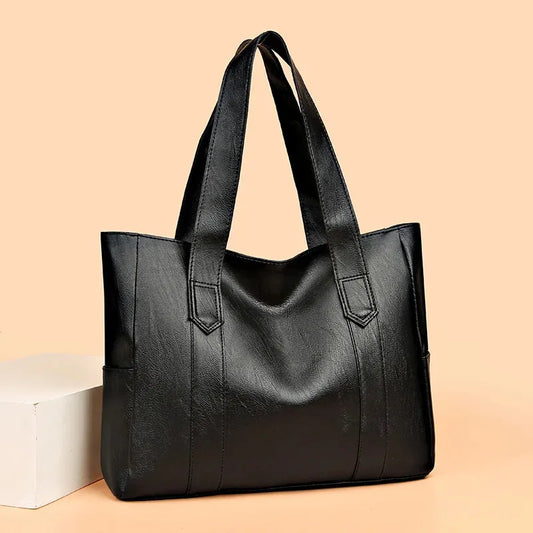 Vintage large capacity women's PU leather shoulder tote bag by Everyday Auraa, perfect for work, travel, and shopping.