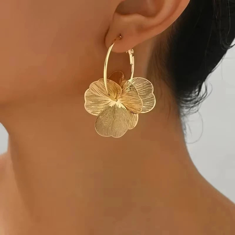 Elegant Butterfly & Floral Pendant Earrings – Gold-Tone Vintage Party Jewelry for Women - Everyday Auraa