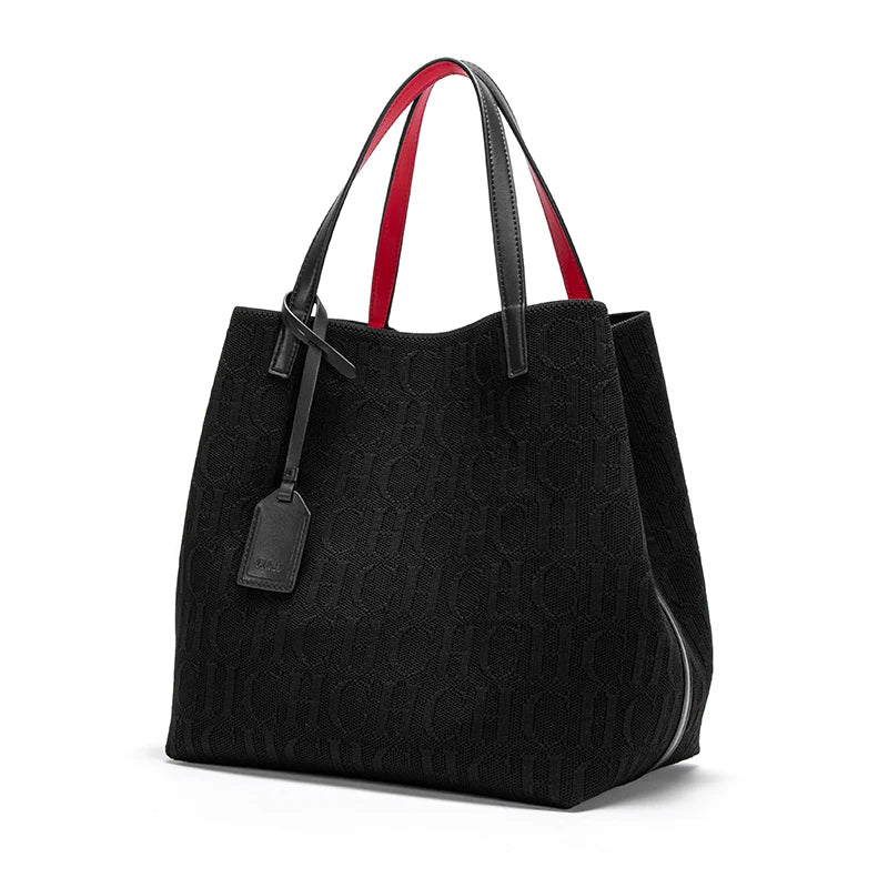 Women’s woven bucket handbag by Everyday Auraa, large capacity solid color shoulder tote bag for everyday use.