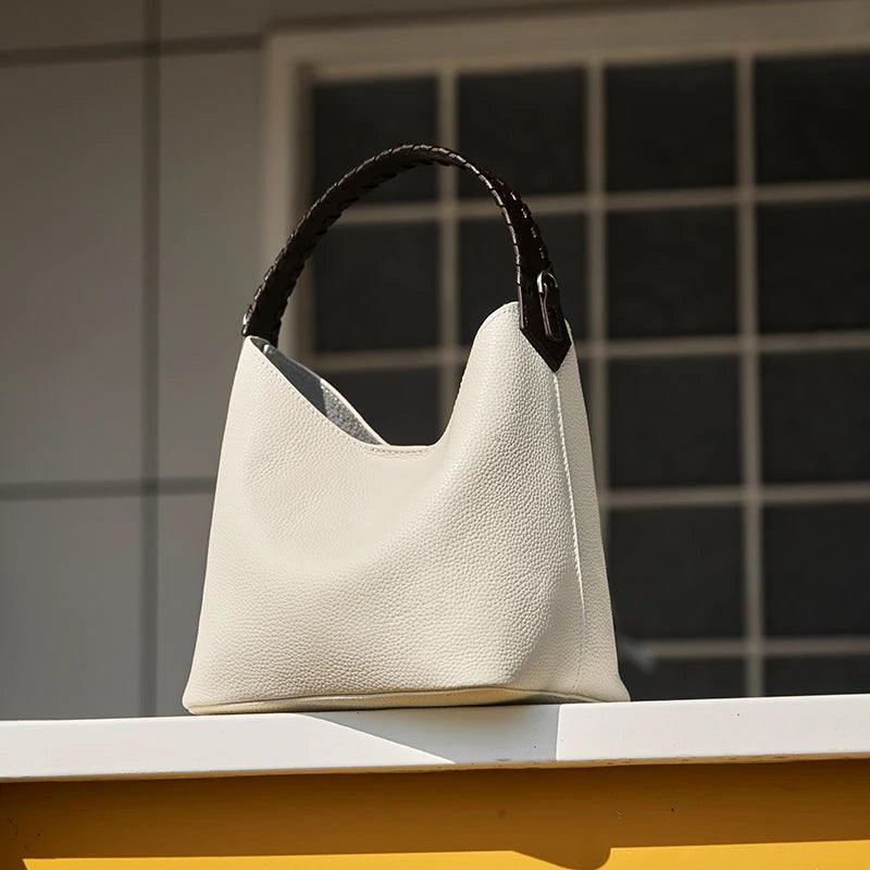 Genuine cowhide leather hobo bag by Everyday Auraa with soft slouchy design, large capacity shoulder and crossbody handbag for women.