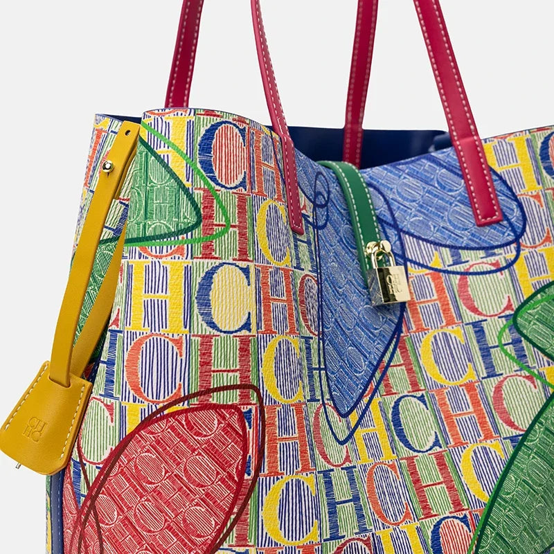 Large capacity CH Women’s floral letter print crossbody handbag by Everyday Auraa, featuring a designer style tote and messenger bag design.