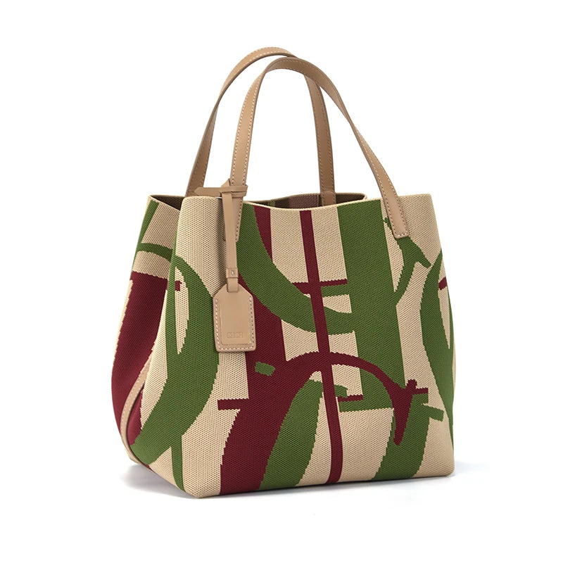 Women's woven bucket handbag by Everyday Auraa with large capacity, solid color shoulder tote, suitable for everyday use