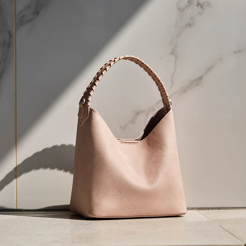 Genuine cowhide leather hobo bag for women by Everyday Auraa, soft slouchy shoulder crossbody with large capacity and bucket style