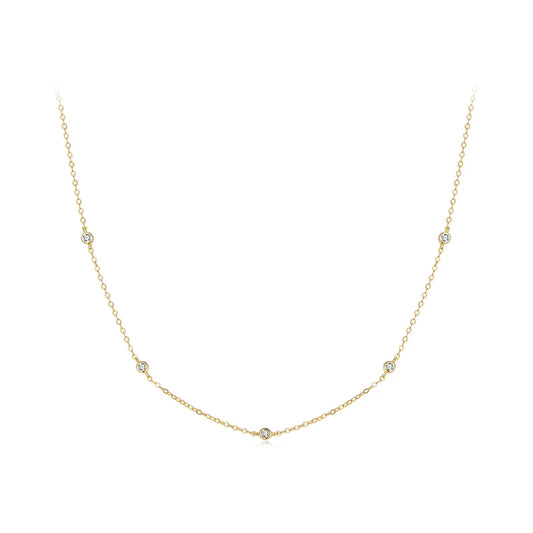 Moissanite Station Necklace – 925 Sterling Silver 18K Gold Plated Layering Choker | D Color VVS1 Diamond-Cut - Everyday Auraa