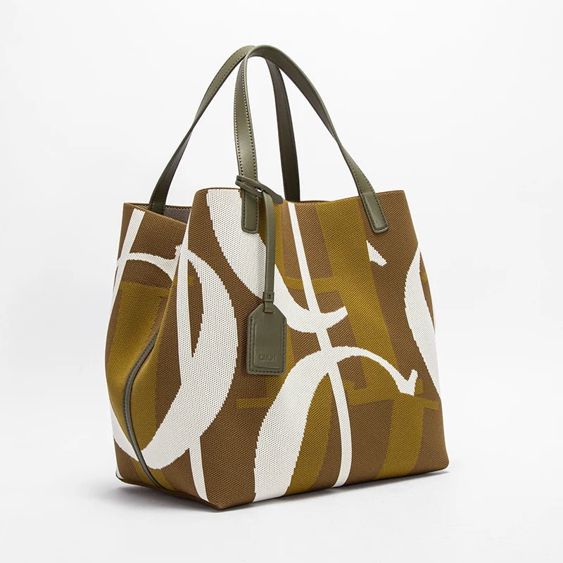 Women’s woven bucket handbag by Everyday Auraa, large capacity solid color shoulder tote bag for everyday use