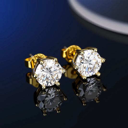Sterling silver moissanite stud earrings with VVS1 clarity and D color, unisex jewelry with certificate from Everyday Auraa