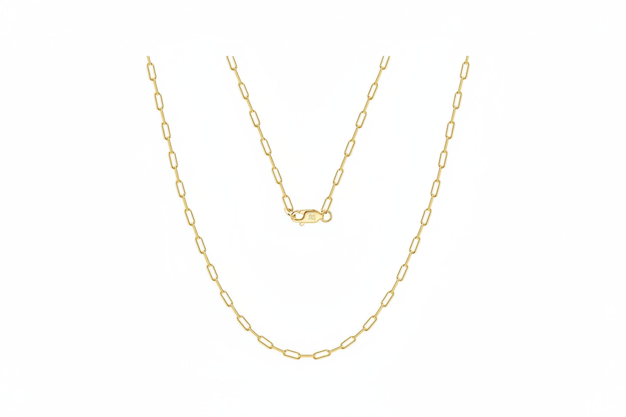 Gold-plated paperclip chain necklace 