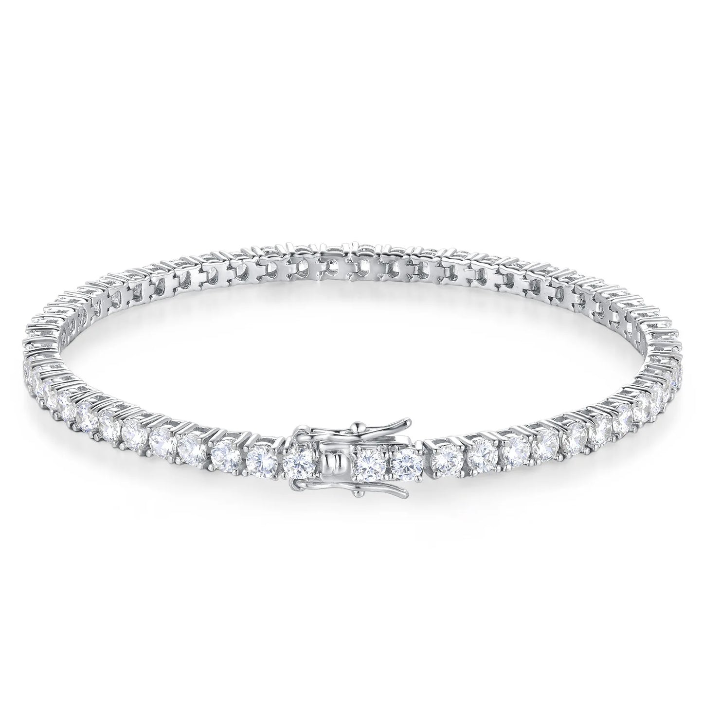 D Color VVS1 Moissanite Tennis Bracelet in 925 Sterling Silver – Classic Unisex Luxury Jewelry - Everyday Auraa