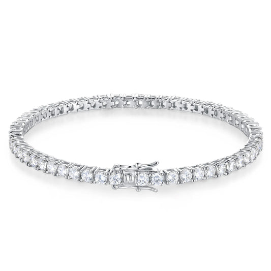 D Color VVS1 Moissanite Tennis Bracelet in 925 Sterling Silver – Classic Unisex Luxury Jewelry - Everyday Auraa