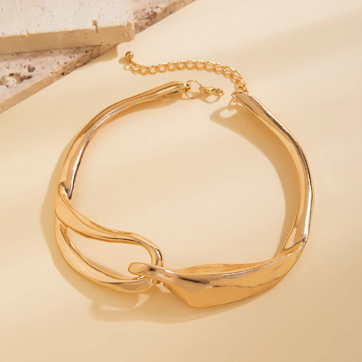 Punk Irregular Geometric Torque Necklace – Bold Statement Chain Jewelry for Women & Men - Everyday Auraa