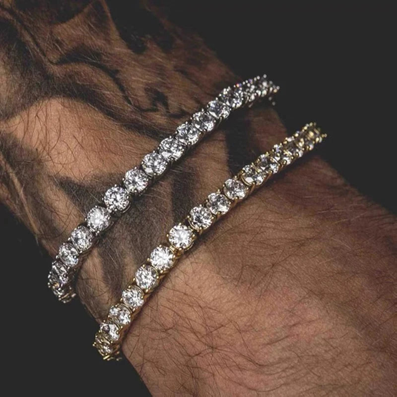 Iced-Out Tennis Bracelet for Men – Cubic Zirconia Hip-Hop Chain Jewelry - Everyday Auraa
