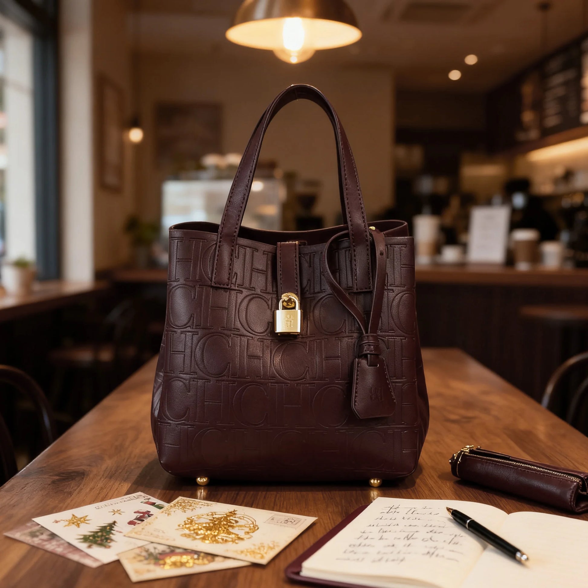 Everyday Auraa embossed women's crossbody tote bag with letter design, large capacity, elegant handbag with shoulder strap.