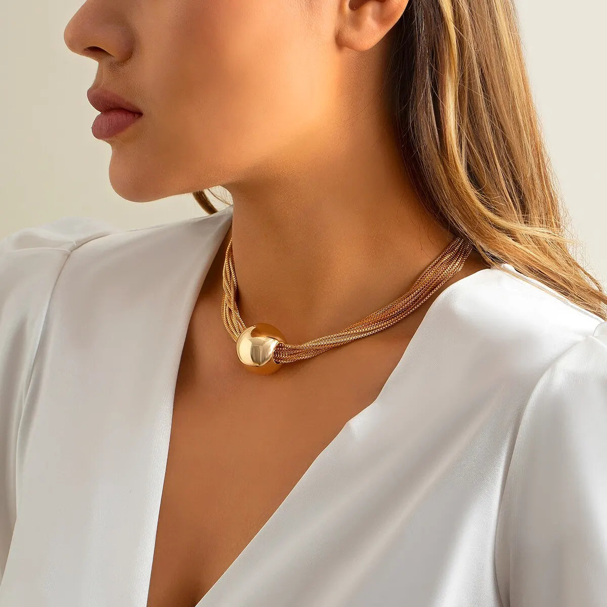 Chunky Twisted Chain Necklace with Ball Pendant – Punk & Grunge Statement Choker for Women & Men - Everyday Auraa