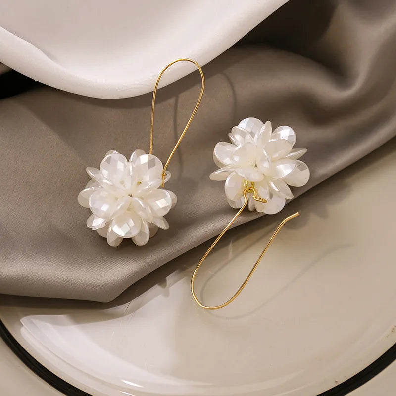 2-Piece Pearl Petal Ball Earrings for Women – Elegant Fashion Party & Holiday Jewelry - Everyday Auraa
