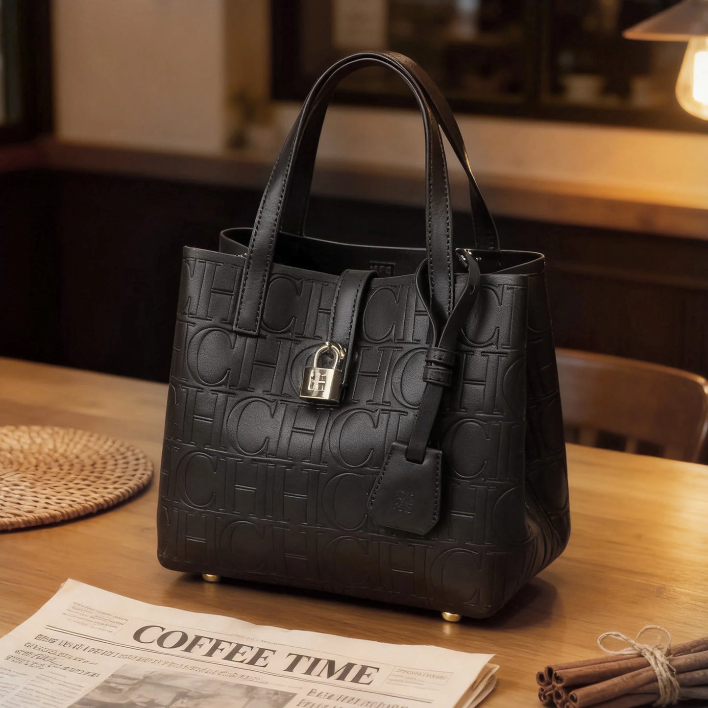 Everyday Auraa embossed women's crossbody tote bag with letter design, large capacity, elegant handbag with shoulder strap.