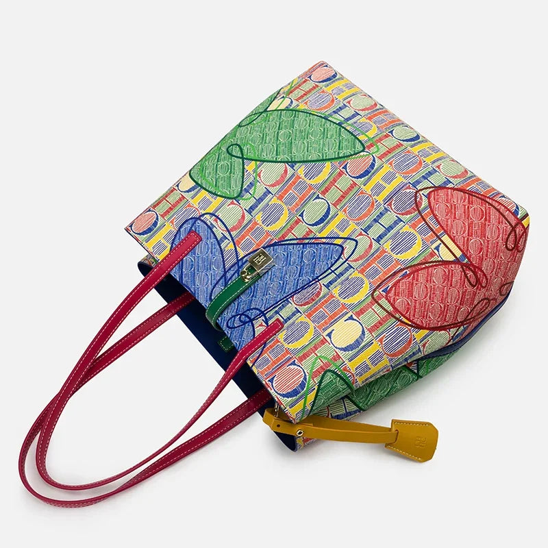Large capacity floral letter print crossbody handbag by Everyday Auraa, stylish tote with messenger bag features for women.