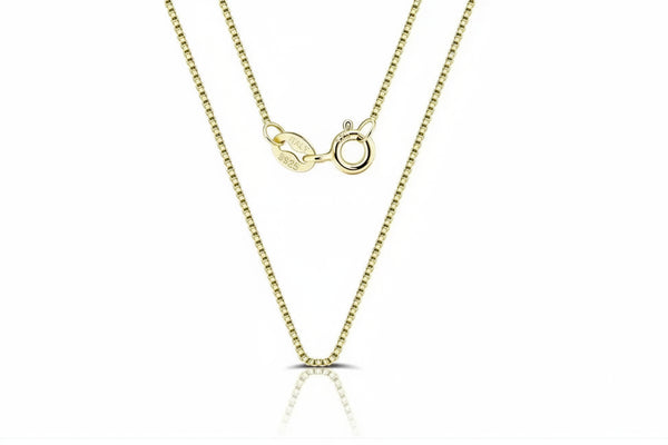 Italian 925 Sterling Silver Box Chain Necklace – Gold / Rose Gold Plated | Minimal Pendant Neck Chain for Women - Everyday Auraa