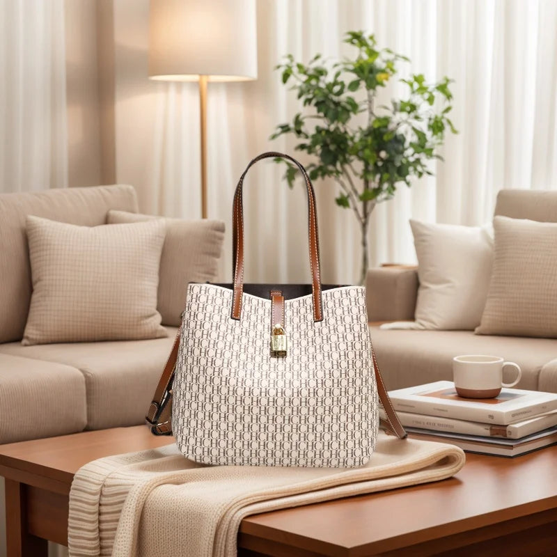 Large capacity CH Women’s premium crossbody tote bag by Everyday Auraa, featuring letter print design and durable PU leather.