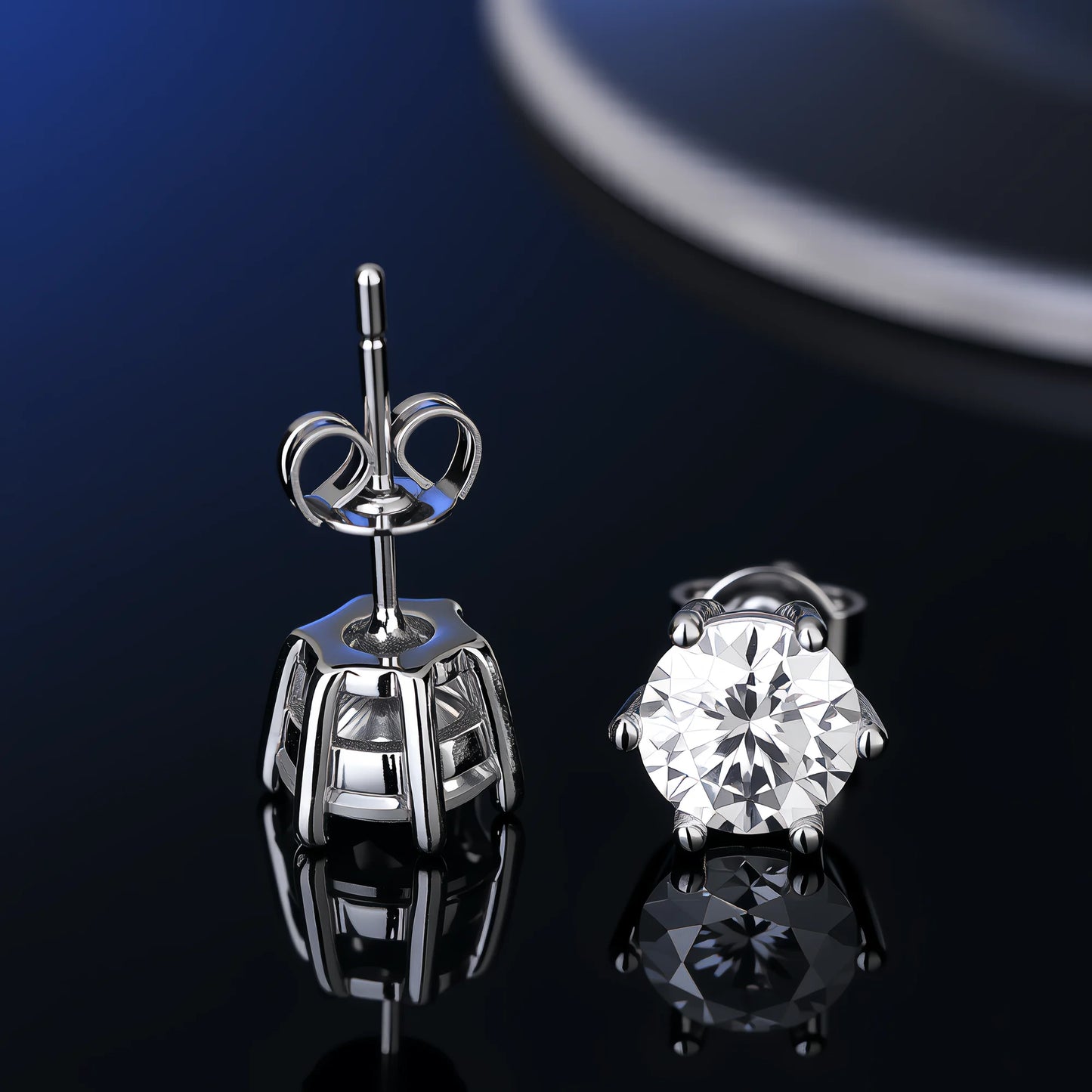 Sterling silver moissanite stud earrings with diamond-like sparkle, unisex design, from Everyday Auraa with certificate.