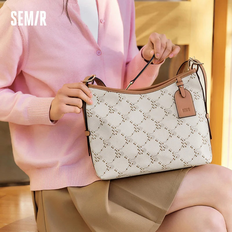 Women's Vintage Monogram Tote Bag by Everyday Auraa, textured shoulder crossbody handbag ideal for work and everyday style.