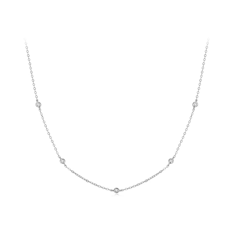 Moissanite Station Necklace – 925 Sterling Silver 18K Gold Plated Layering Choker | D Color VVS1 Diamond-Cut - Everyday Auraa