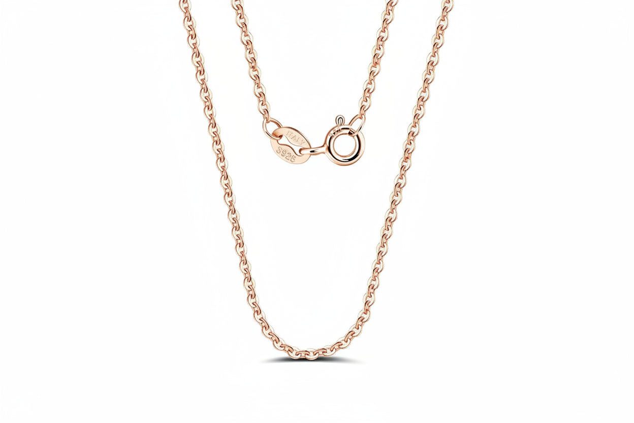 18K Rose Gold Plated 925 Sterling Silver Thin Cable Chain Necklace – Minimal Fine Jewelry - Everyday Auraa