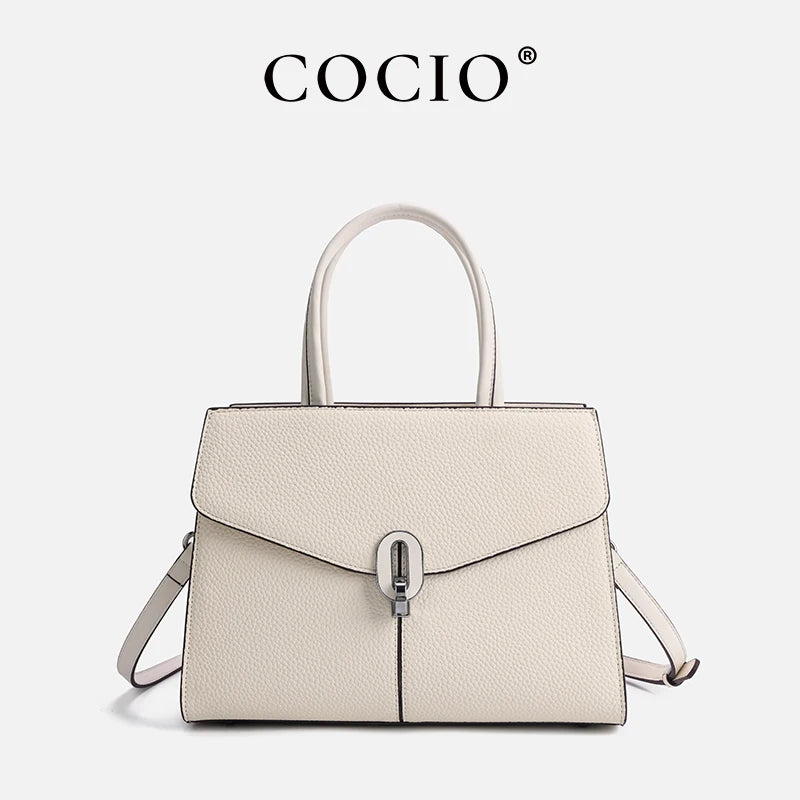 Elegant leather backpack handbag from COCIO by Everyday Auraa, large capacity fashion rucksack for women, perfect for everyday travel.