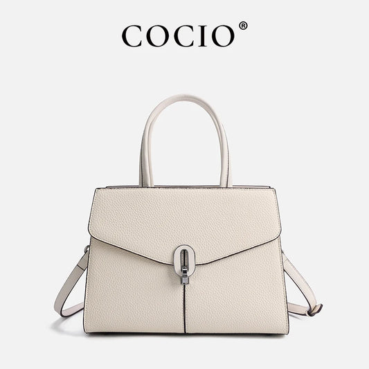 Elegant leather backpack handbag from COCIO by Everyday Auraa, large capacity fashion rucksack for women, perfect for everyday travel.