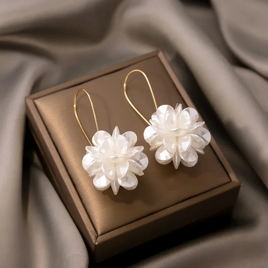 2-Piece Pearl Petal Ball Earrings for Women – Elegant Fashion Party & Holiday Jewelry - Everyday Auraa