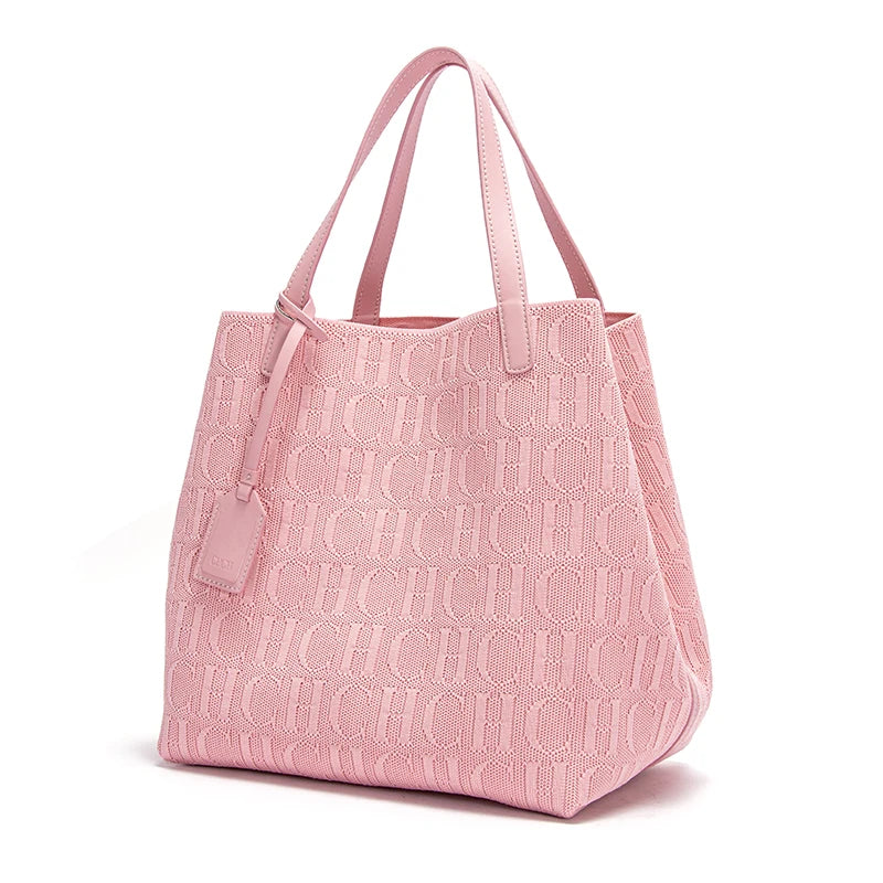 Women’s woven bucket handbag by Everyday Auraa featuring solid color design, large capacity shoulder tote for everyday use.
