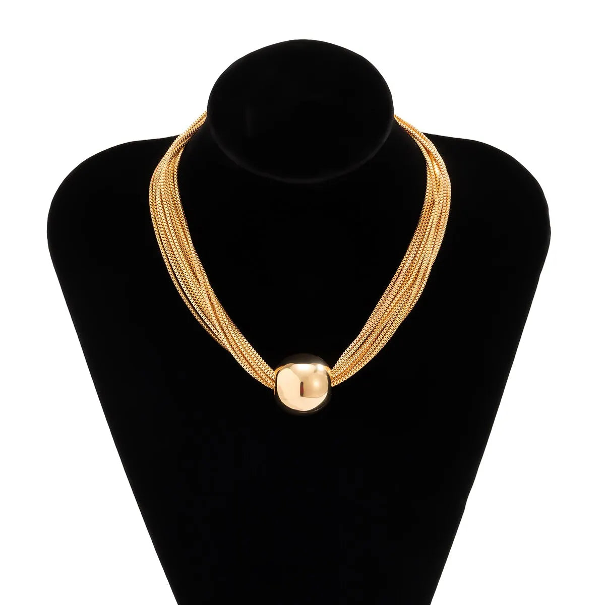Chunky Twisted Chain Necklace with Ball Pendant – Punk & Grunge Statement Choker for Women & Men - Everyday Auraa