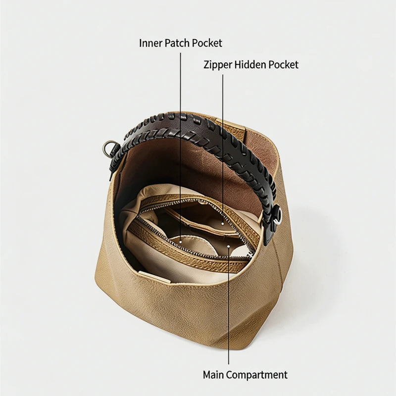 Genuine cowhide leather hobo bag for women with a soft slouchy design, large capacity, shoulder and crossbody style by Everyday Auraa